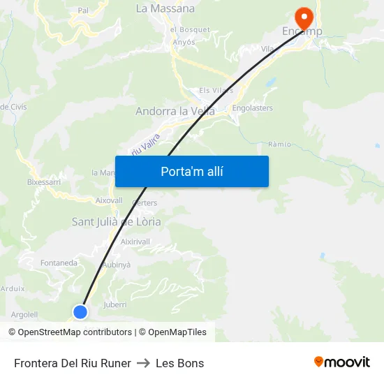 Frontera Del Riu Runer to Les Bons map