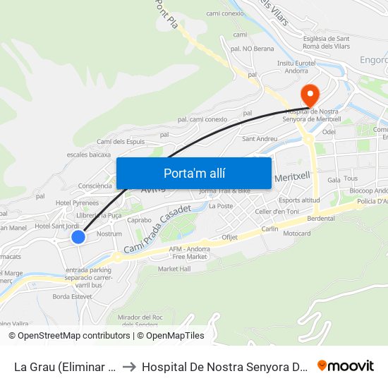 La Grau (Eliminar Si/No) to Hospital De Nostra Senyora De Meritxell map