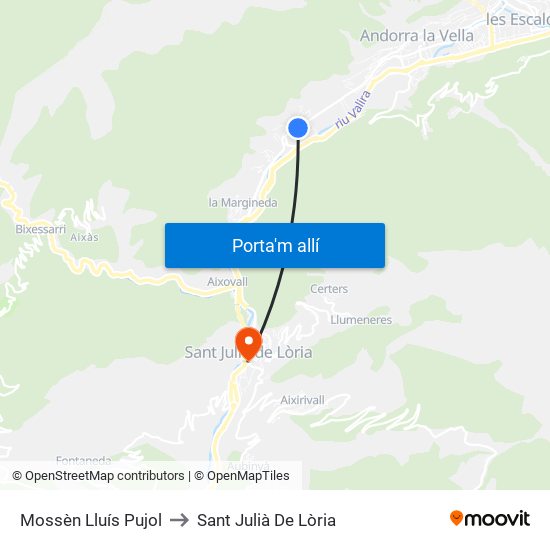 Mossèn Lluís Pujol to Sant Julià De Lòria map