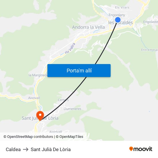 Caldea to Sant Julià De Lòria map
