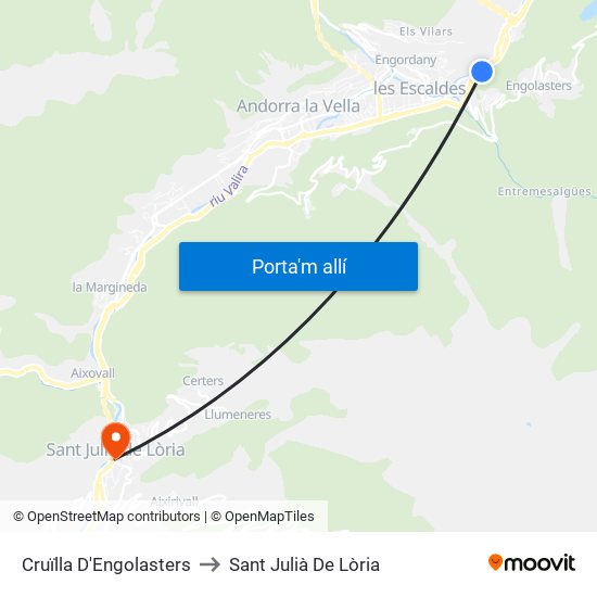 Cruïlla D'Engolasters to Sant Julià De Lòria map