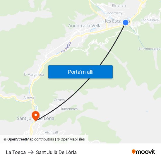 La Tosca to Sant Julià De Lòria map