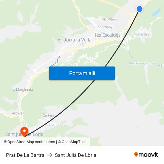Prat De La Bartra to Sant Julià De Lòria map