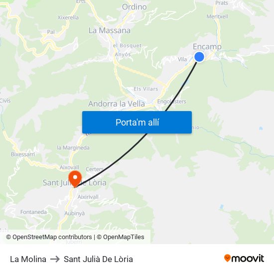 La Molina to Sant Julià De Lòria map