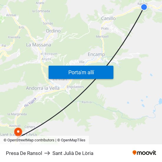 Presa De Ransol to Sant Julià De Lòria map