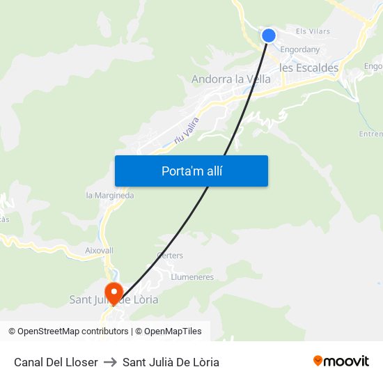 Canal Del Lloser to Sant Julià De Lòria map