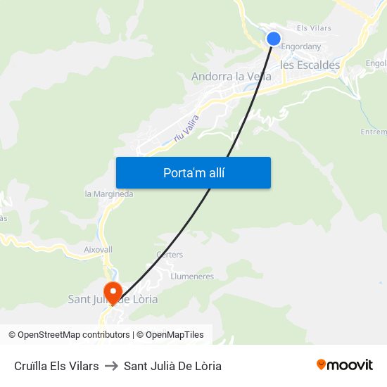 Cruïlla Els Vilars to Sant Julià De Lòria map