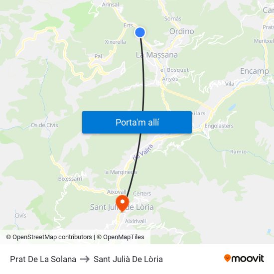Prat De La Solana to Sant Julià De Lòria map