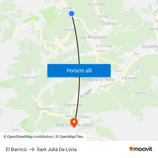 El Barricó to Sant Julià De Lòria map