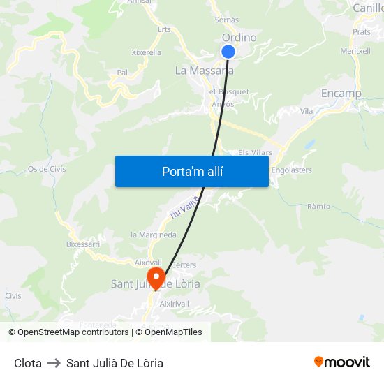 Clota to Sant Julià De Lòria map