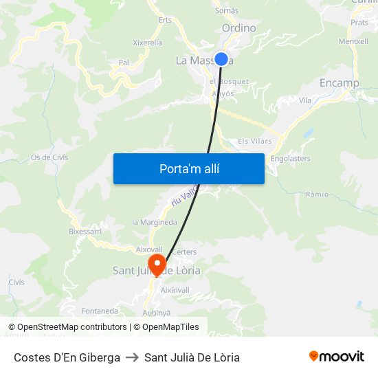 Costes D'En Giberga to Sant Julià De Lòria map