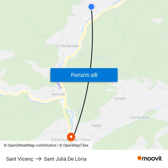 Sant Vicenç to Sant Julià De Lòria map