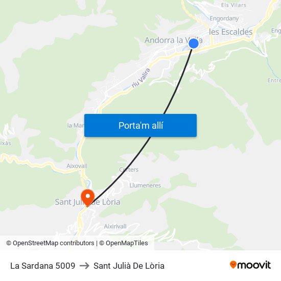 La Sardana 5009 to Sant Julià De Lòria map
