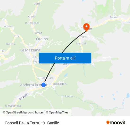 Consell De La Terra to Canillo map