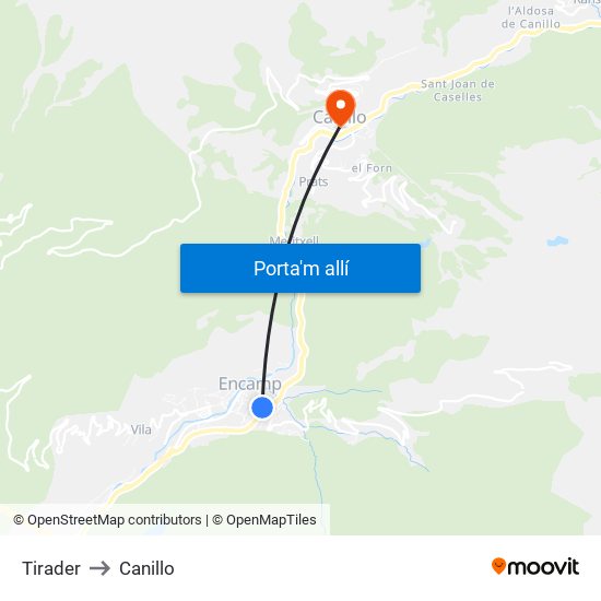 Tirader to Canillo map