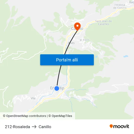 212-Rosaleda to Canillo map