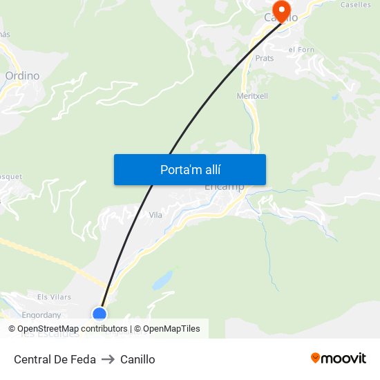 Central De Feda to Canillo map