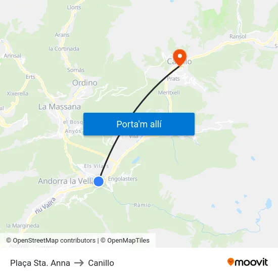 702-Plaça Sta. Anna to Canillo map