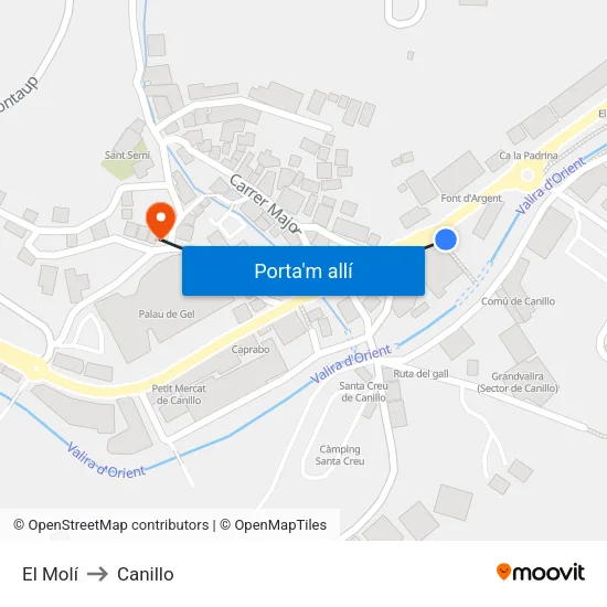 115-El Molí to Canillo map