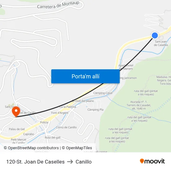 120-St. Joan De Caselles to Canillo map