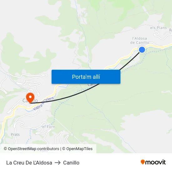 131-La Creu De L'Aldosa to Canillo map
