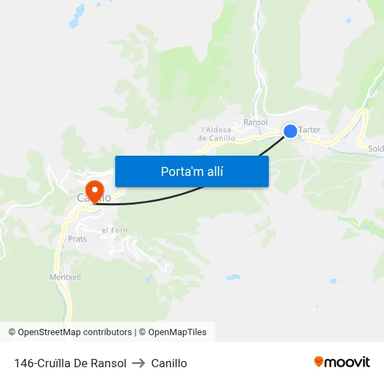 146-Cruïlla De Ransol to Canillo map