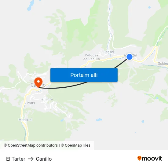 151-El Tarter to Canillo map