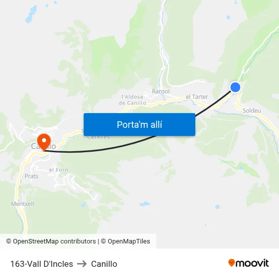 163-Vall D'Incles to Canillo map