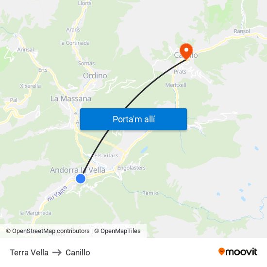 Terra Vella to Canillo map