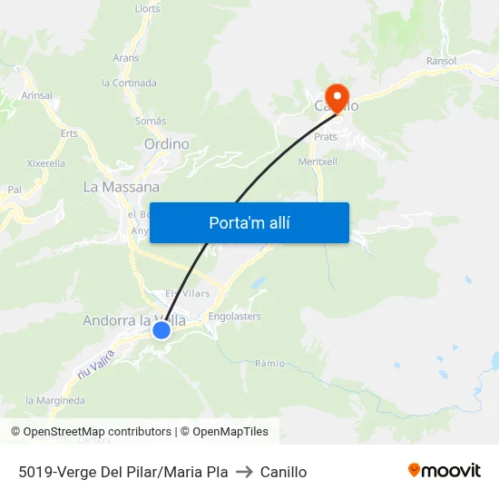 5019-Verge Del Pilar/Maria Pla to Canillo map