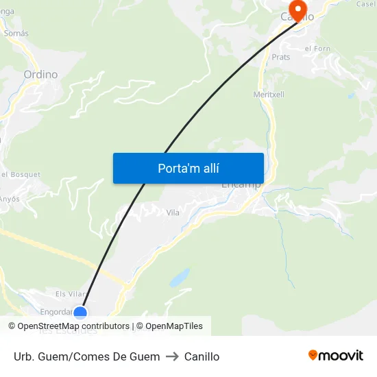 Urb. Guem/Comes De Guem to Canillo map
