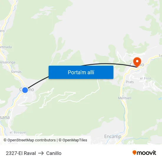 2327-El Raval to Canillo map