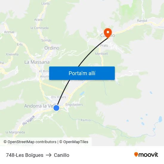 748-Les Boïgues to Canillo map