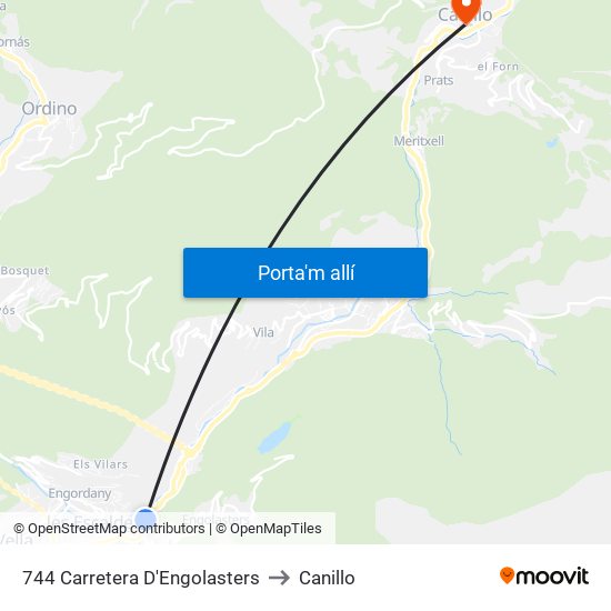 744 Carretera D'Engolasters to Canillo map