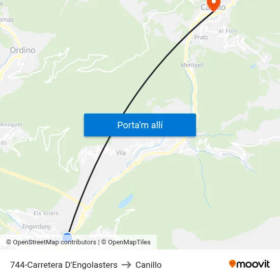 744-Carretera D'Engolasters to Canillo map