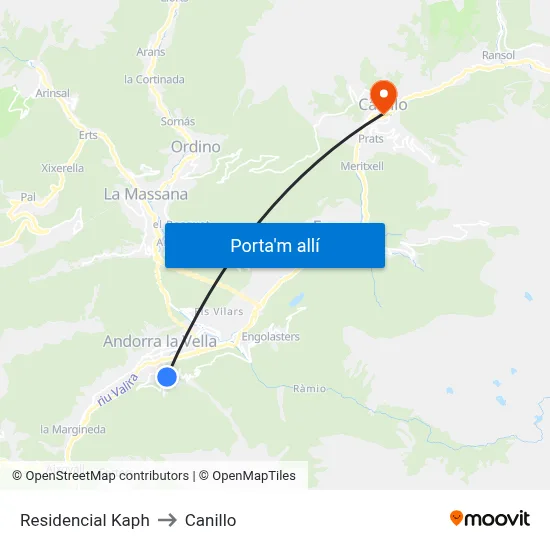 Residencial Kaph to Canillo map