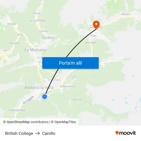 British College to Canillo map