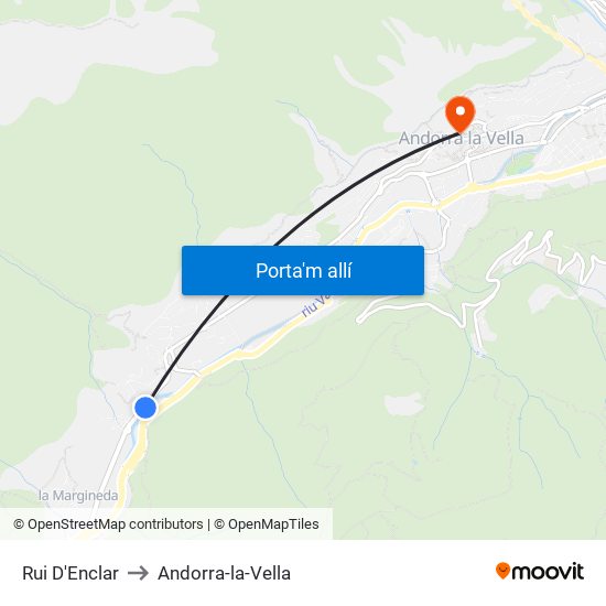 Rui D'Enclar to Andorra-la-Vella map