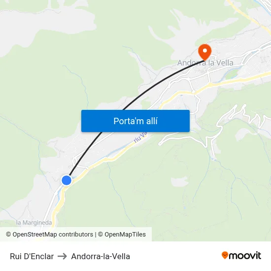 Rui D'Enclar to Andorra-la-Vella map