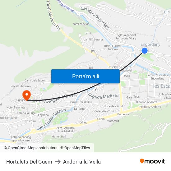Hortalets Del Guem to Andorra-la-Vella map