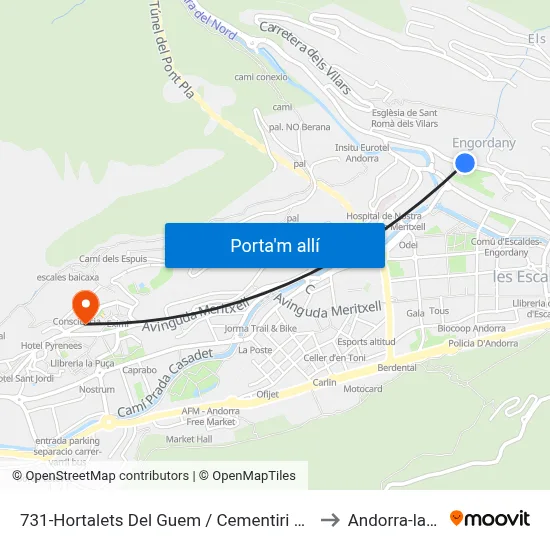 731-Hortalets Del Guem / Cementiri Del Pessebre to Andorra-la-Vella map