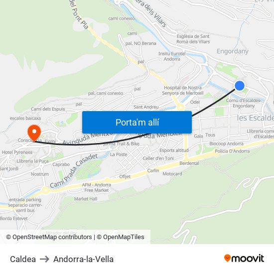 Caldea to Andorra-la-Vella map