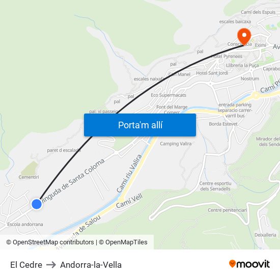 El Cedre to Andorra-la-Vella map