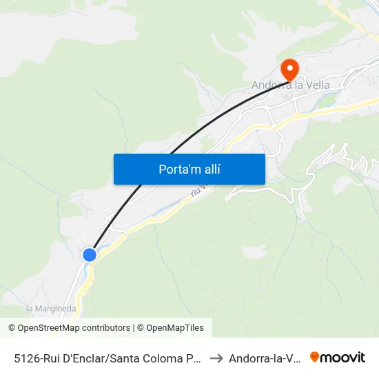 5126-Rui D'Enclar/Santa Coloma Pobles to Andorra-la-Vella map