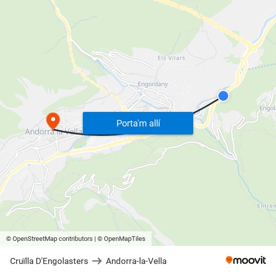 Cruïlla D'Engolasters to Andorra-la-Vella map