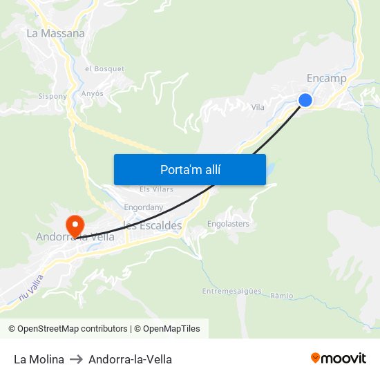 La Molina to Andorra-la-Vella map