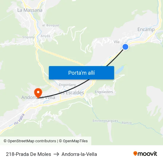 218-Prada De Moles to Andorra-la-Vella map