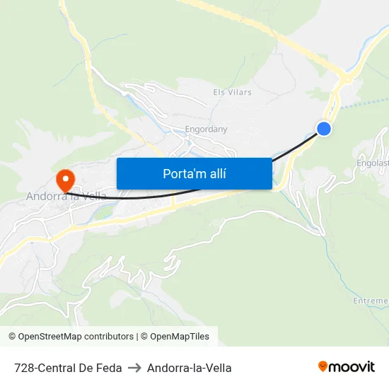 728-Central De Feda to Andorra-la-Vella map