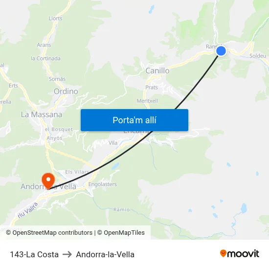 143-La Costa to Andorra-la-Vella map