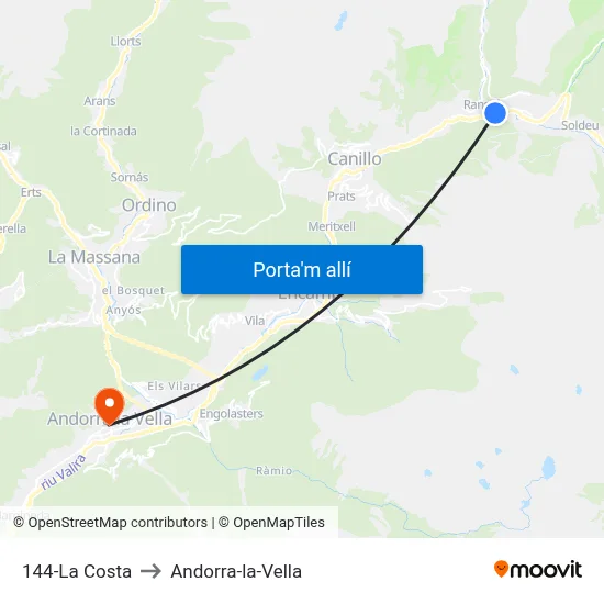 144-La Costa to Andorra-la-Vella map